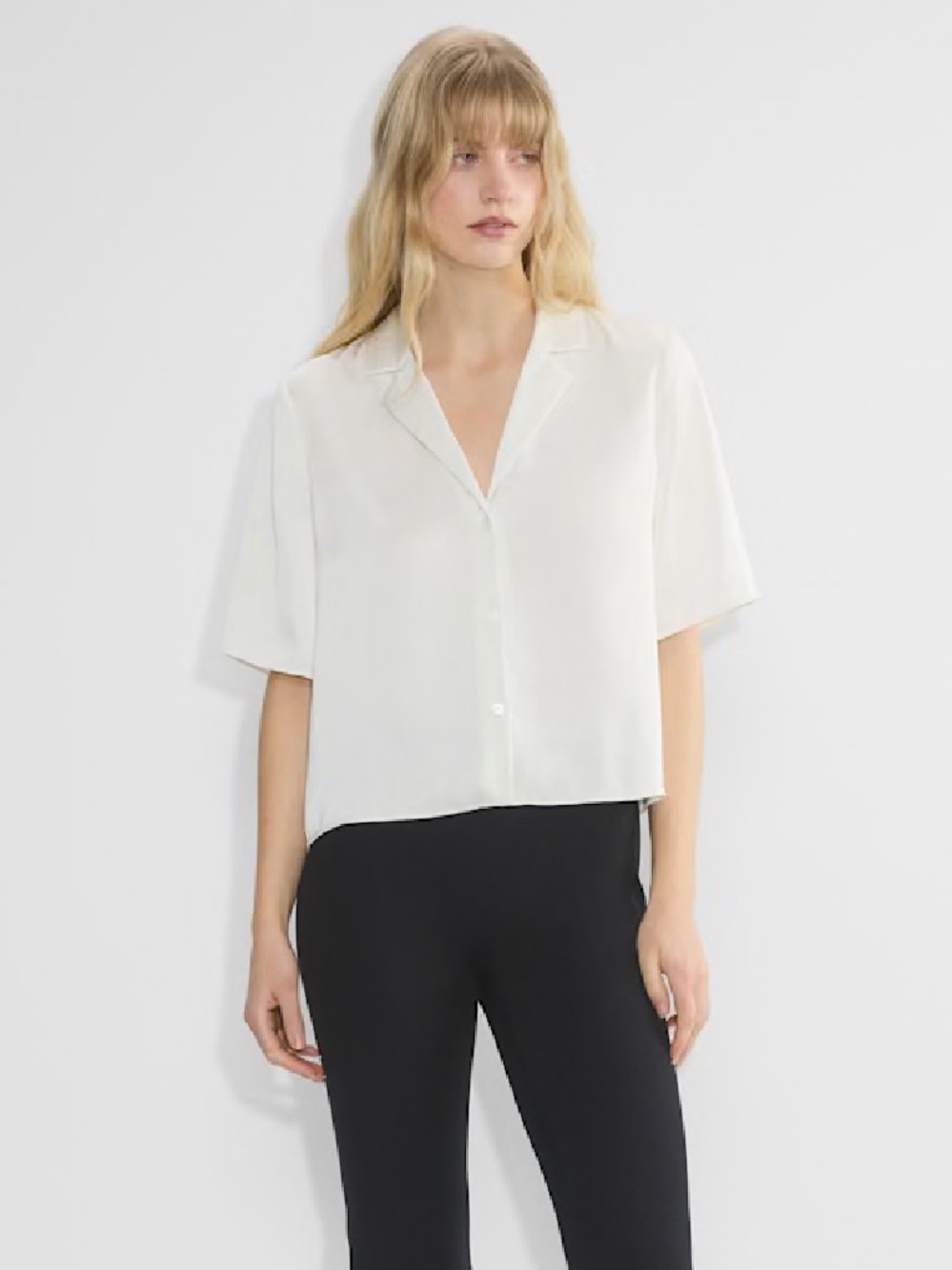 Aritzia Wilfred Beso Satin Shirt - Shortsleeve Japanese Satin Button-up Blouse